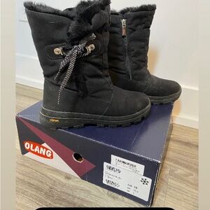 Women's Black Winter Boots with Faux Fur